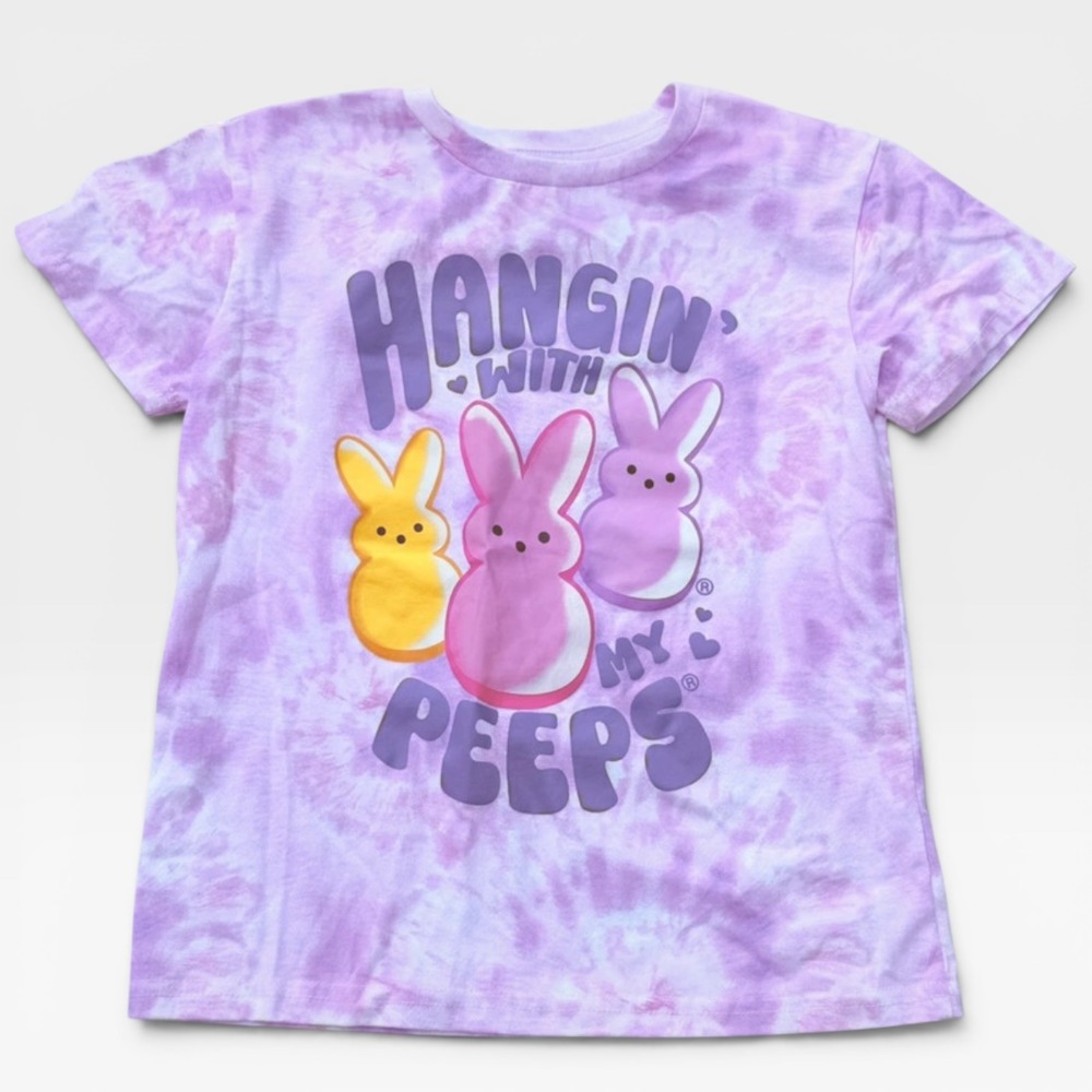 Peeps Kids Purple Tie Dye Graphic T-Shirt Hangin With My Peeps‎ Easter Size 7/8